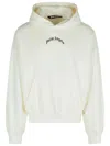 Palm Angels Cotton Hooded Sweatshirt Kangaroo Pocket In White