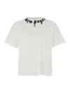Palm Angels Classic Fit White Cotton T-shirt With Graphic Branding In White