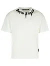 Palm Angels Classic Fit White Cotton T-shirt With Graphic Branding In Neutral