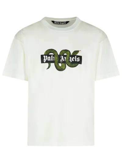Palm Angels White Cotton T-shirt In Neutral