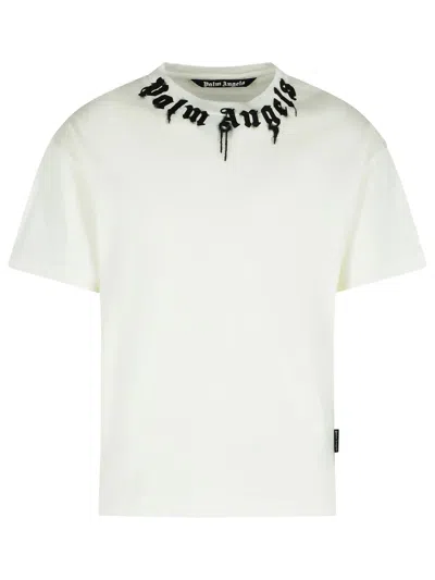 Palm Angels Logo Cotton T Shirt In White