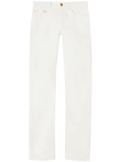 Palm Angels White Cotton Trousers For Women