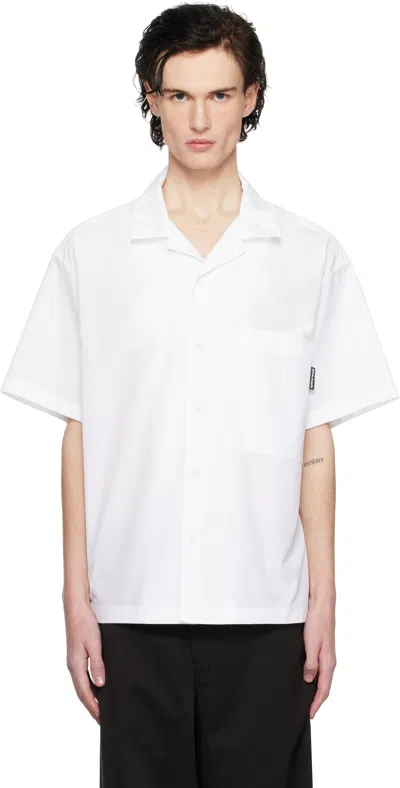 Palm Angels White Curved Logo Classic Shirt In White - Bla