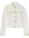 PALM ANGELS WHITE DENIM JACKET WITH GOLDEN BUTTONS