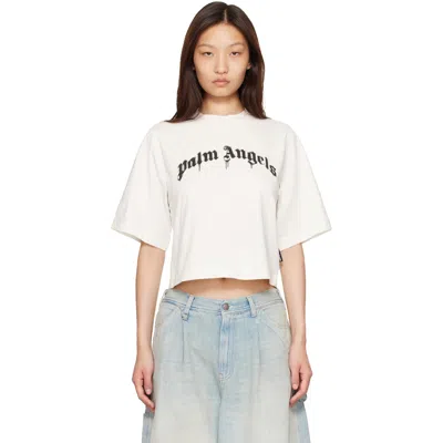 Palm Angels White Dripping Curved Logo Boxy T-shirt