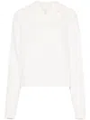 Palm Angels Curved Logo Knitted Hoodie In White