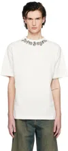 Palm Angels White Flame Logo T-shirt In White - Black