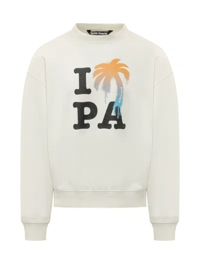 Palm Angels White Graphic Crew Neck Sweatshirt