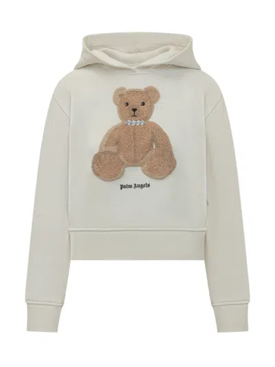 Palm Angels White Graphic Hood Sweatshirt