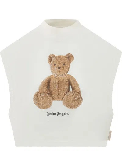 Palm Angels White Graphic Round Neck Top