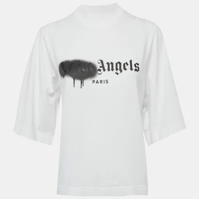 Pre-owned Palm Angels White Jersey Logo Detail T-shirt S