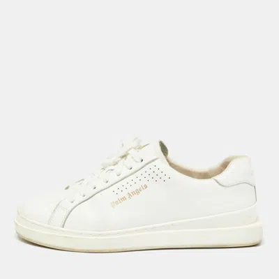 Pre-owned Palm Angels White Leather Two Low Top Trainers Size 45