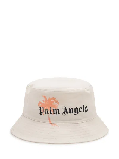 Palm Angels Logo-print Bucket Hat In Neutral
