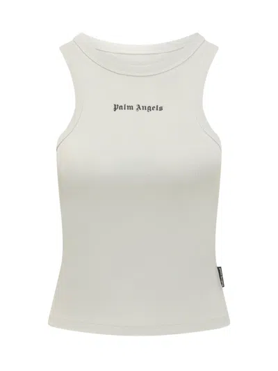 Palm Angels White Logo Crew Neck Top