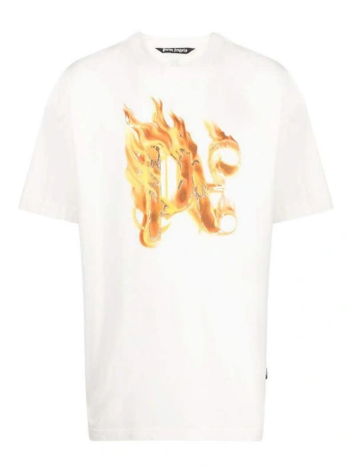 Palm Angels White Logo Print T-shirt