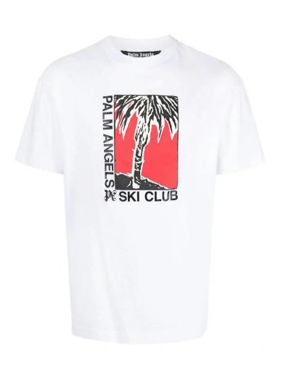Palm Angels White Logo Print T-shirt