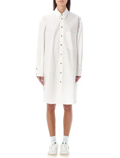 Palm Angels White Logo Shirt Collar Dress