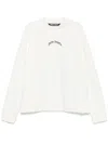 Palm Angels Relaxed Fit Knit Sweater With Bold Lettering In White