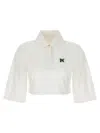 PALM ANGELS WHITE MONOGRAM CROPPED POLO