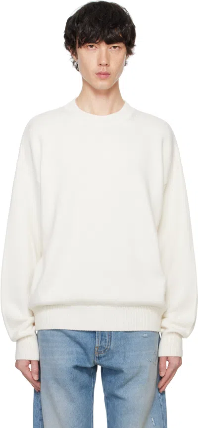 Palm Angels White Monogram Series Sweater In Off White Black