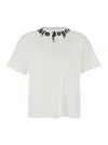 Palm Angels Classic Fit White Cotton T-shirt With Graphic Branding In White