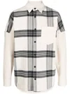 PALM ANGELS PLAID OVERSHIRT WITH EMBROIDERED LOGO IN WHITE