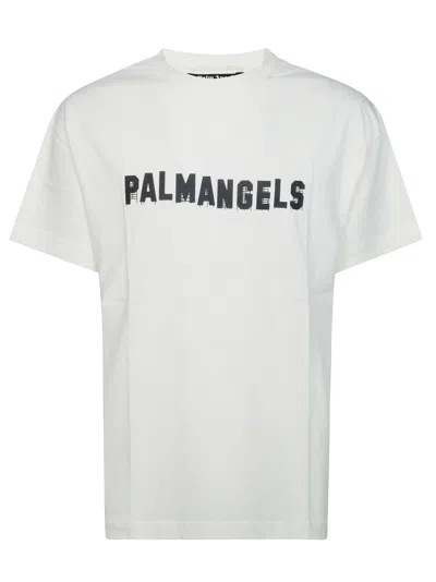 Palm Angels White Palm Hills Regular Graphic T-shirt In Gray
