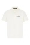 Palm Angels White Polo Shirt With Classic Collar And Logo On The Front In White