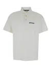 Palm Angels White Polo Shirt With Classic Collar And Logo On The Front