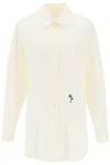 PALM ANGELS WHITE POPLIN SHIRT WITH EMBROIDERED PALM DESIGN