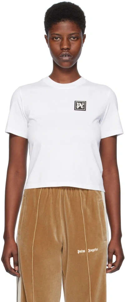 Palm Angels Logo Patch Crewneck T-shirt In White