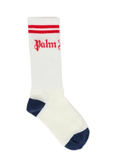 PALM ANGELS WHITE SOCKS FOR KIDS WITH LOGO