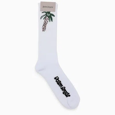 Palm Angels White Sport Socks With Inlay Men