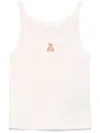 Palm Angels White T-shirt In Cotton With Teddy Sleeveless In Pink