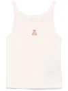 Palm Angels White T-shirt In Cotton With Teddy Sleeveless In Pink