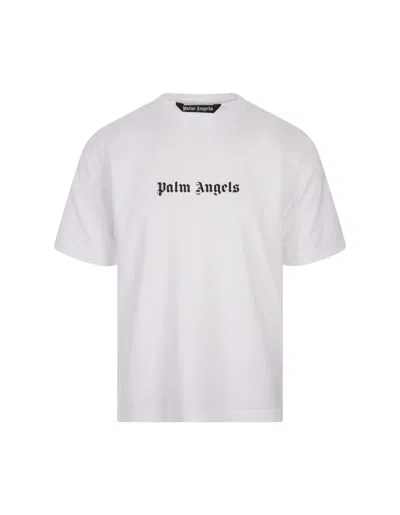 PALM ANGELS WHITE T-SHIRT WITH CONTRAST LOGO