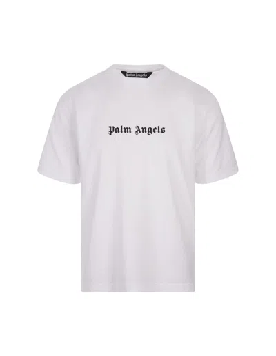 Palm Angels White Cotton T-shirt With Logo Men