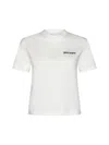 Palm Angels White Fitted Crewneck T-shirt With Emboridered Logo In Off White Black