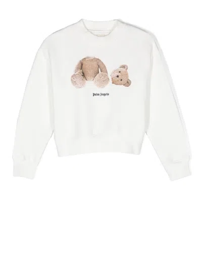 Palm Angels Kids' White Teddy Bear Printed Sweatshirt