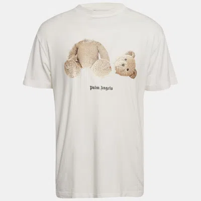 Pre-owned Palm Angels White Teddy Print Jersey Crewneck T-shirt M