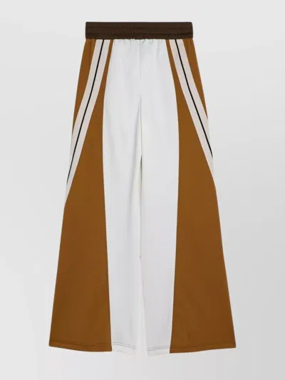 Palm Angels Wide Block Trousers Contrast Panels In Brown