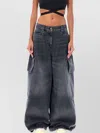 Palm Angels Wide Denim Jeans In Grey