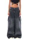 Palm Angels Wide Denim Jeans In Black/brown