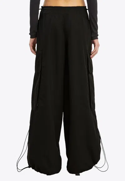 Palm Angels Wide-leg Cargo Pants In Black