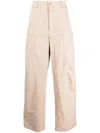 Palm Angels Pa Monogram-embroidery Wide-leg Trousers In Beige Black