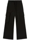 Palm Angels Wide-leg Cotton Cargo Trousers In Black