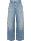 Palm Angels Wide Leg Denim Jeans In Clear Blue