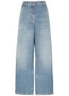 Palm Angels Wide Leg Denim Jeans In Light Blue