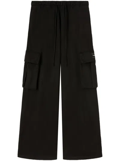 Palm Angels Wide-leg Jersey Cargo Pants In Black