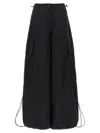 Palm Angels Wide-leg Nylon Parachute Pants With Adjustable Cuffs In Black
